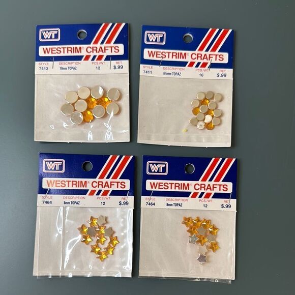 WESTRIM CRAFTS Vintage 90s Flat Back Topaz Gems *NEW* - Picture 2 of 4